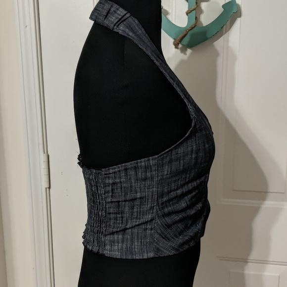 Wet Seal Denim Rouched Halter Vest - Picture 2 of 5
